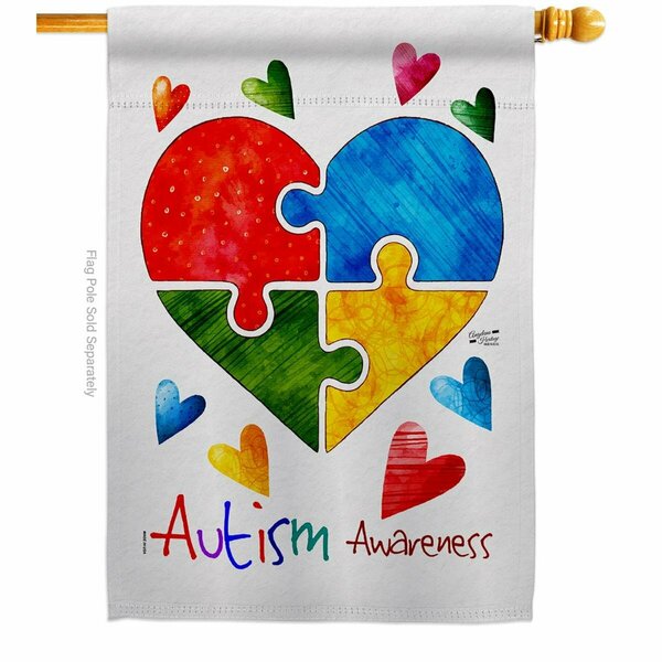 Patio Trasero Autism Love Support Awareness 28 x 40 in. Double-Sided Vertical House Flags for  Banner Garden PA3955641